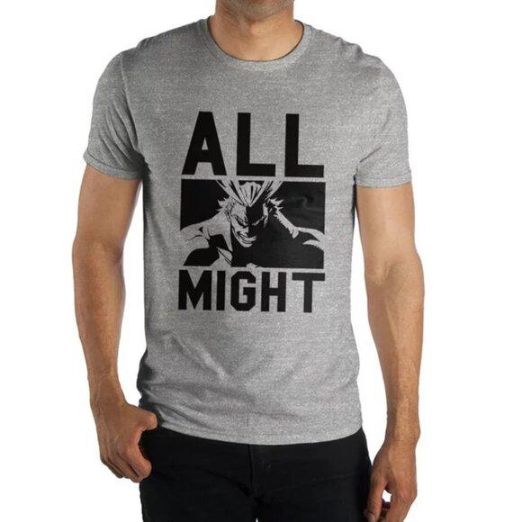 My Hero Academia Men's Medium All Might T Shirt, Gray - Funimation Tee - Picture 1 of 7